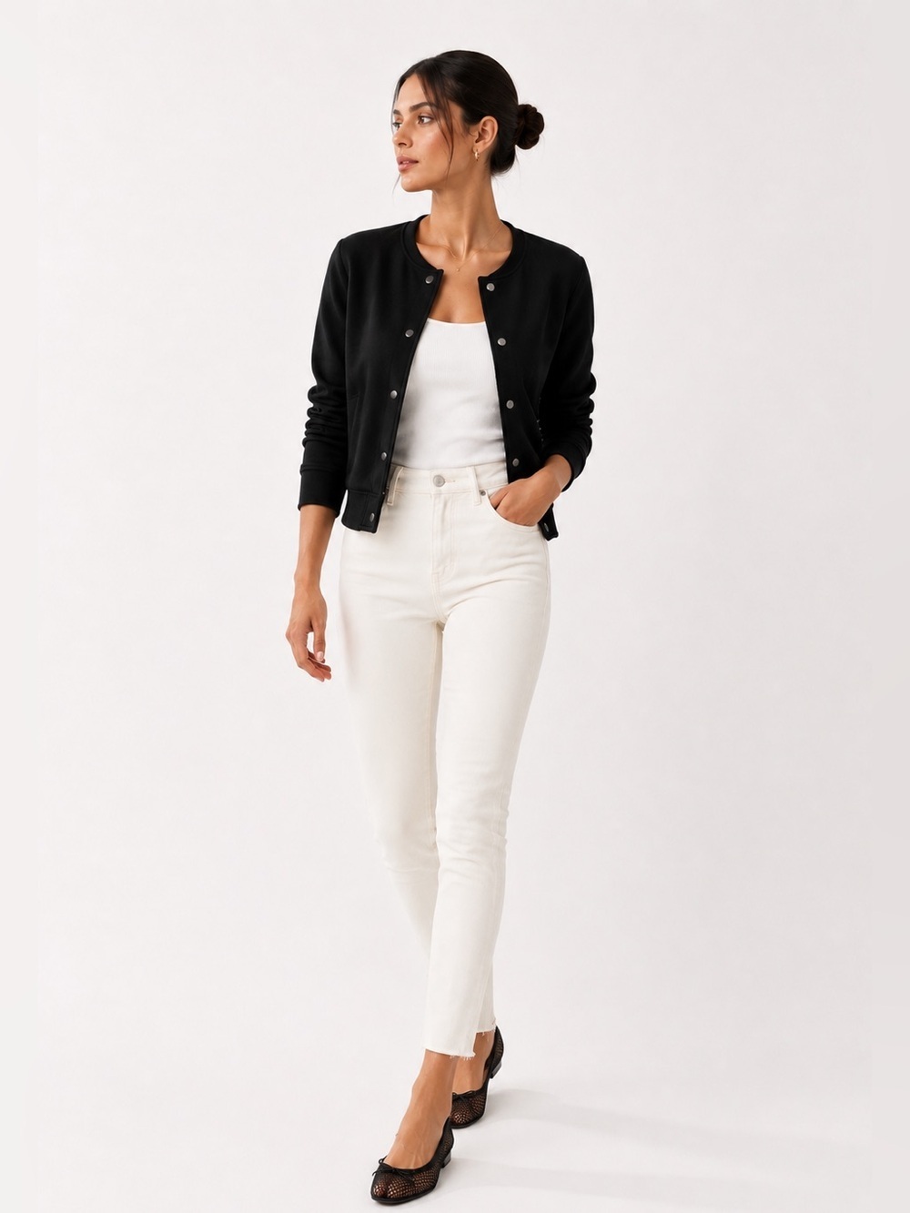 SPANX Ponte Femme Bomber Jacket Black Size Small